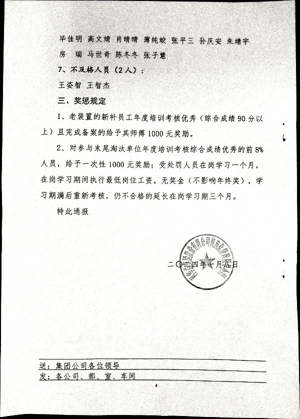 关于对2023年度员工培训考核评比的通报