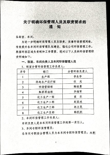 关于明确环保管理人员及职责要求的通知