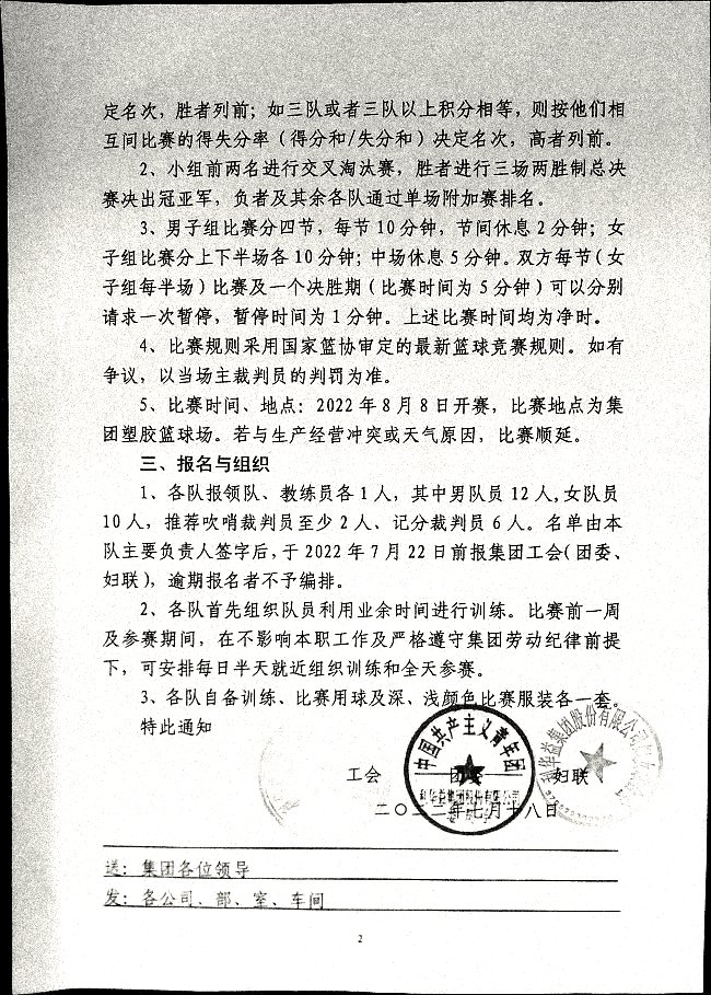 关于举办集团2022年篮球联赛的通知